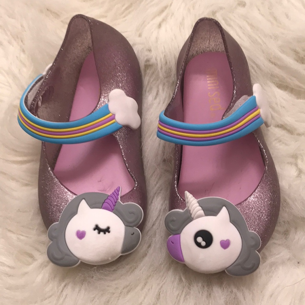 Unicorn rainbow glitter jelly shoes size 8